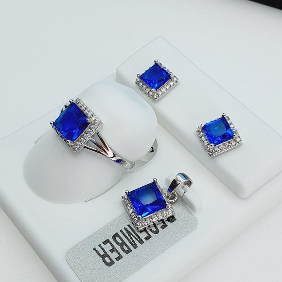 "925 Sterling Silver Cubic Zircon Birthstone Jewelry Set, UU1P7A7072 - Picture 1 of 8